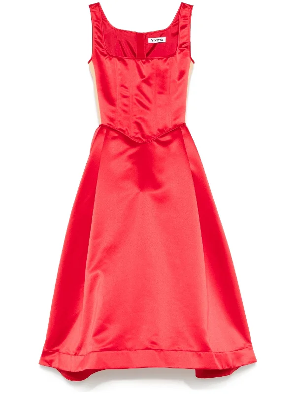 bustier duchess-satin midi dress Elegant Maxi-Midi Hybrid Dress