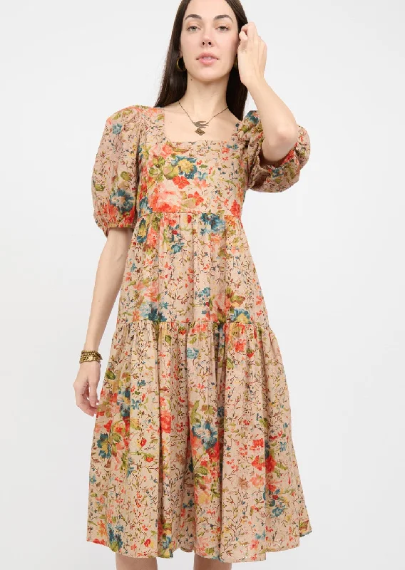 UNCLE FRANK FLORAL EYELET MIDI DRESS Elegant Faux Wrap Midi Dress