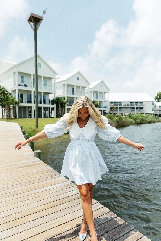 Forget Me Not Mini Dress - Blue Cozy Cowl Neck Mini Dress