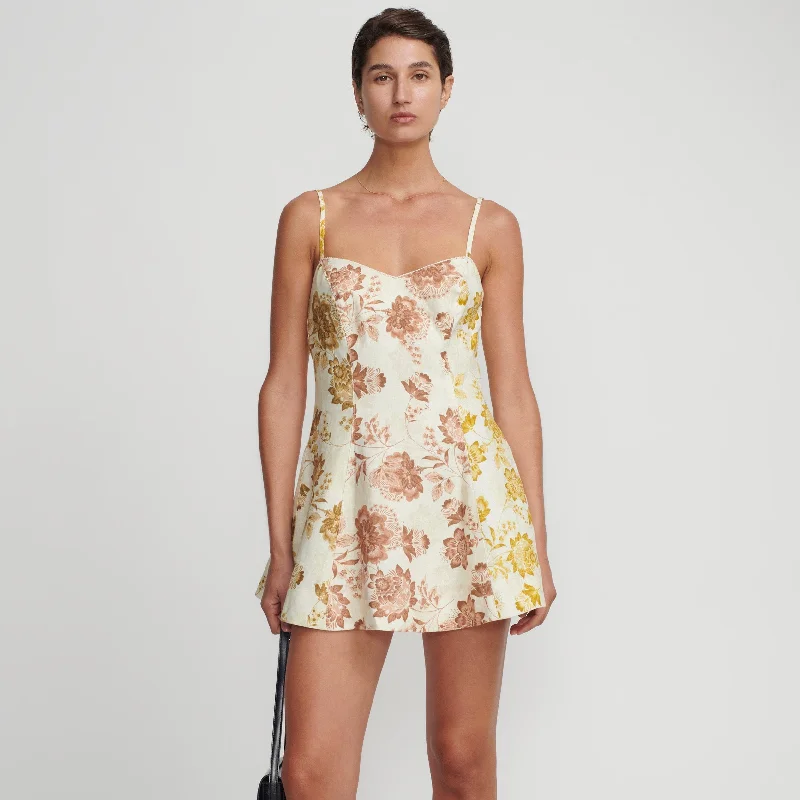 Hansen & Gretel Lucy Mini Dress- Golden Nectar Elegant Velvet Mini Dress