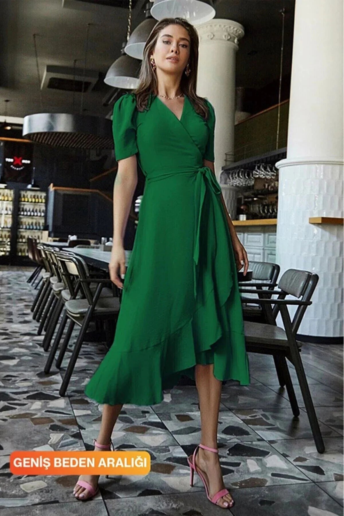 Janes Double Breasted Neck Belted Midi Dress Trendy Knit Midi Dress