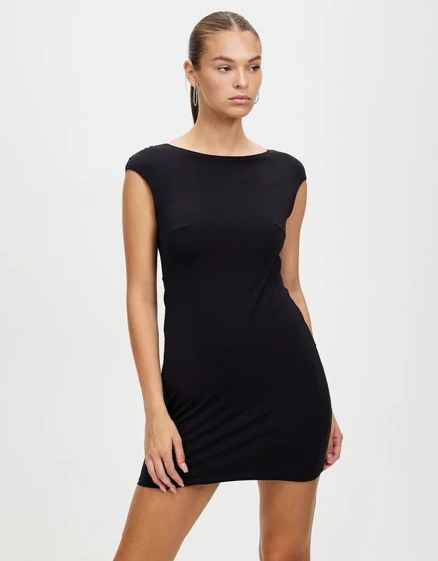 JORGE Delaney Womens Mini Dress - Black Stylish Short-Sleeve Mini Dress