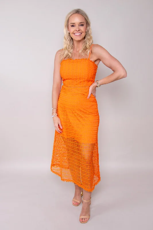 Mandarin Lace Midi Dress - FINAL SALE Trendy Ruched Side Midi Dress