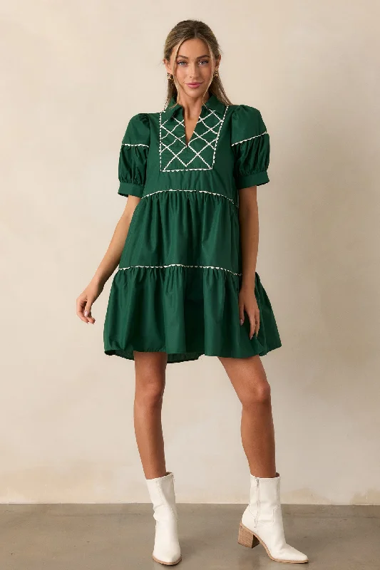 Now Or Never Emerald Puff Sleeve Mini Dress Trendy Mini Dress with Belt