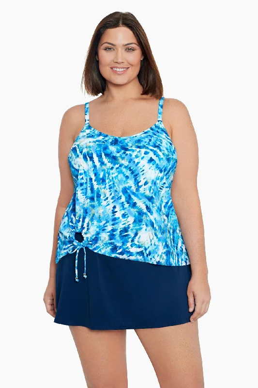Plus Size Side Ring Tankini Top Wishy Washy Push-Up Bikini Top