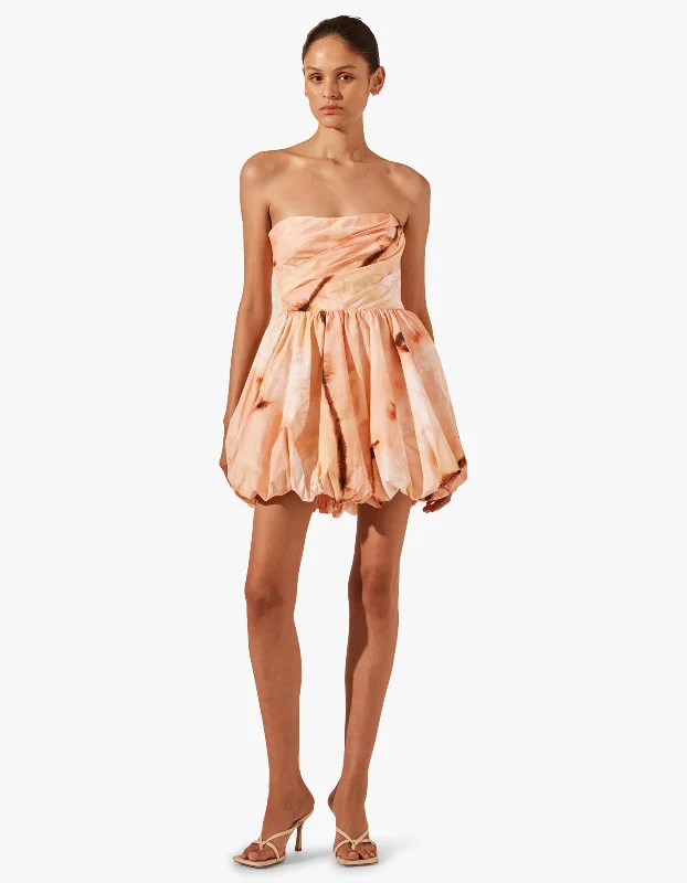 Larissa Draped Bubble Mini Dress - Peach Chic Halter Mini Dress