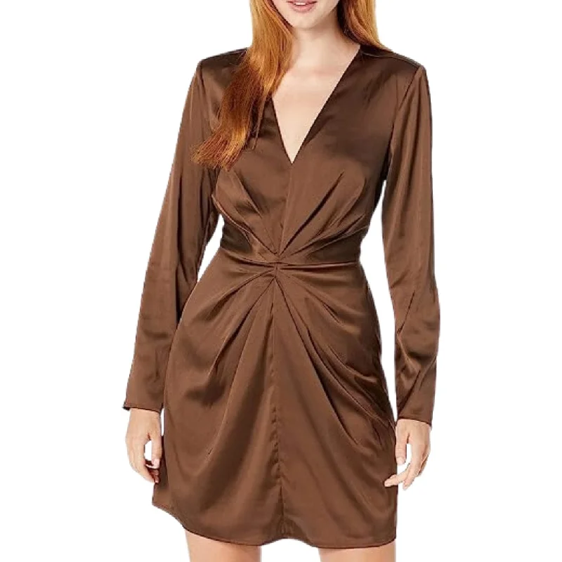 THE DROP - Tate Twist Front Deep V-Neck Mini Dress Chic Puff Sleeve Mini Dress