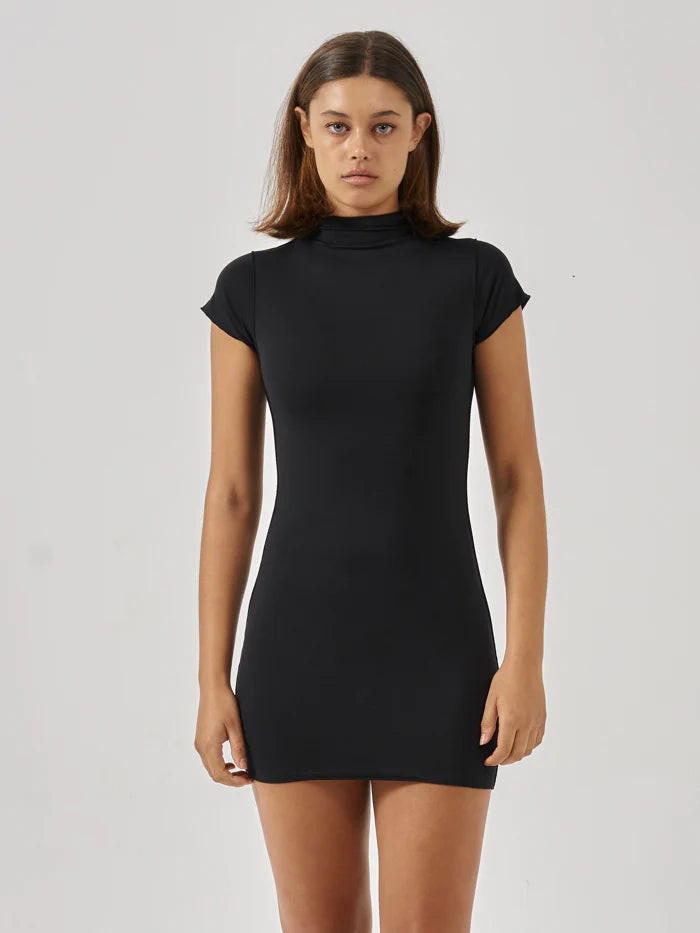 THRILLS Bailey Womens Mini Dress - Black Trendy Button-Detail Mini Dress