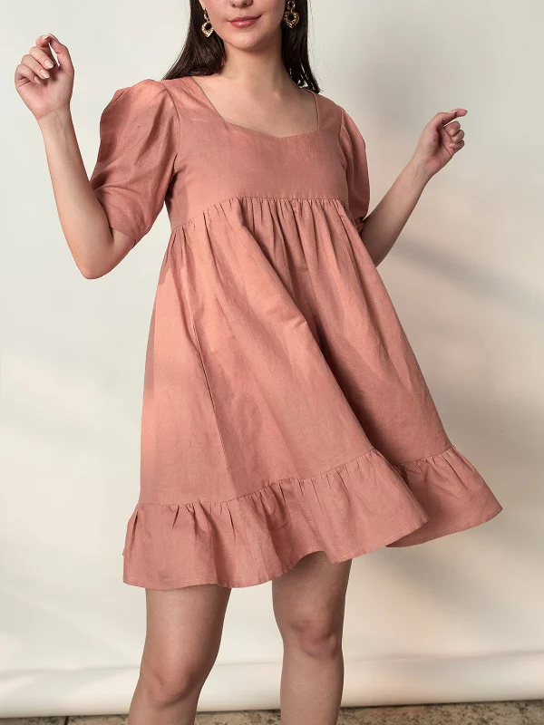 Tiered Mini Dress Pink Classic Shift Mini Dress