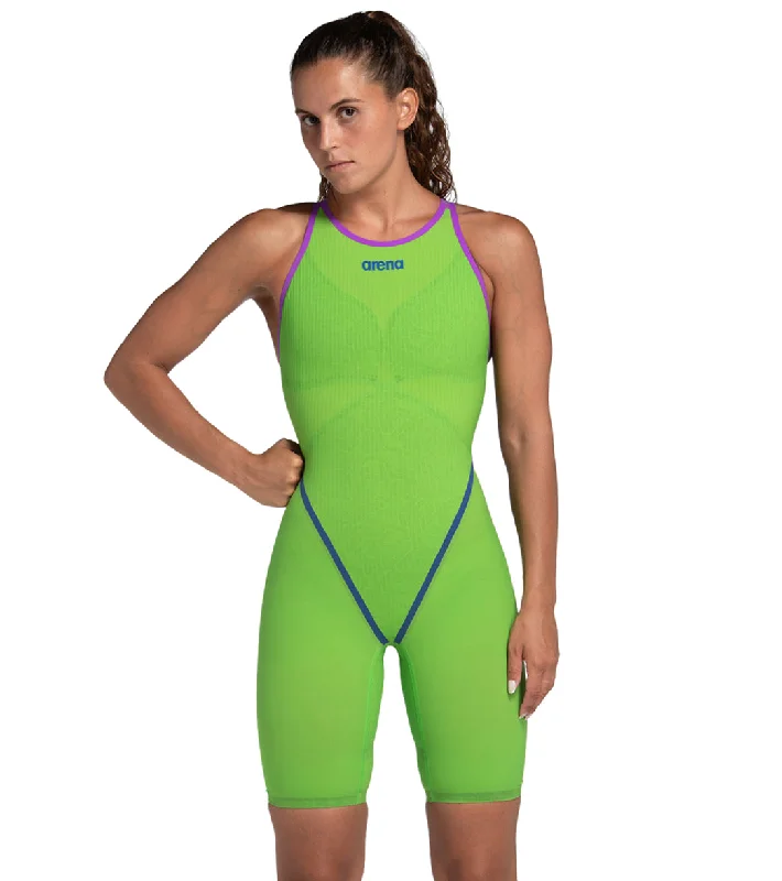 Arena Women's Powerskin Primo SL Closed Back Tech Suit Swimsuit Emerald Boa V-Neck Swim Dress