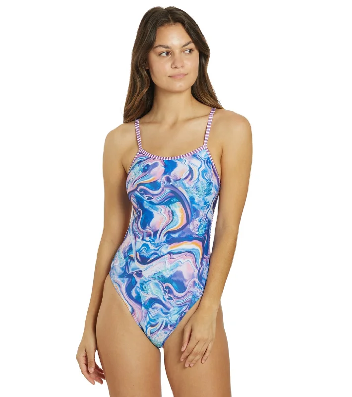 Dolfin Uglies Women's String Back One Piece Swimsuit Let It Go Plunge Back Swimsuit