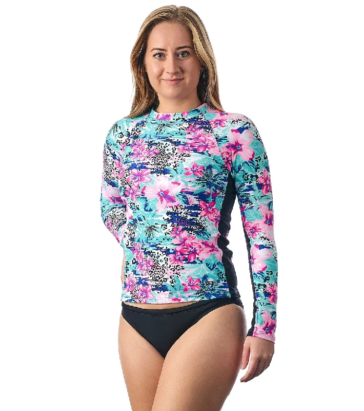 EQ Swimwear Women's Tropical Jungle Rash Guard Green Stylish Swimsuit Set