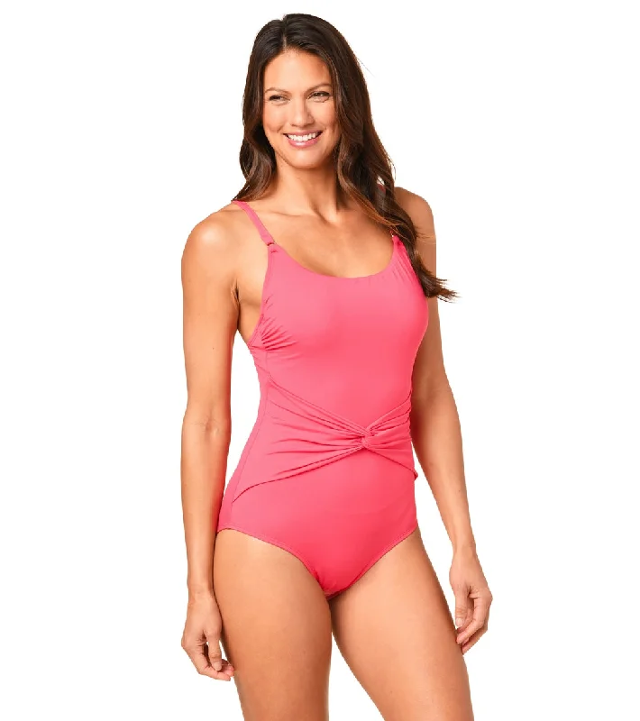 Jantzen Women's Solid Mio Mia! One Piece Swimsuit Watermelon Classic Sporty Swimsuit