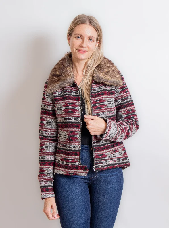 Red Aztec Blanket Jacket Quilted Jacket Puffer Jacket Insulated Jacket