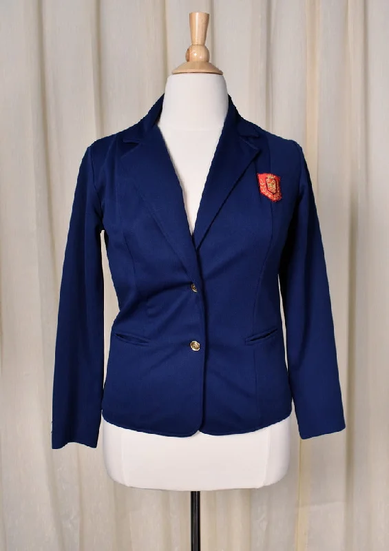 1970s Vintage Blue Eagle Crest Blazer Jacket Striped Jacket Polka Dot Jacket Floral Jacket 1970s Vintage Blue Eagle Crest Blazer Jacket Striped Jacket Polka Dot Jacket Floral Jacket