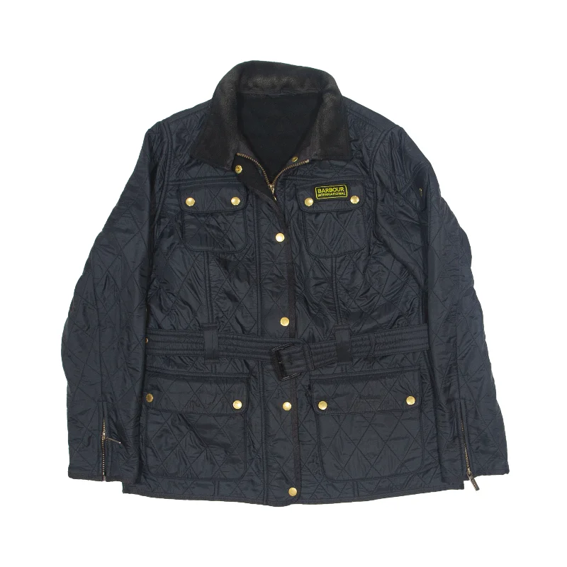 BARBOUR International Quilted Jacket Black Womens UK 16 One-Shoulder Jacket Off-the-Shoulder Jacket Asymmetrical Jacket BARBOUR International Quilted Jacket Black Womens UK 16 One-Shoulder Jacket Off-the-Shoulder Jacket Asymmetrical Jacket