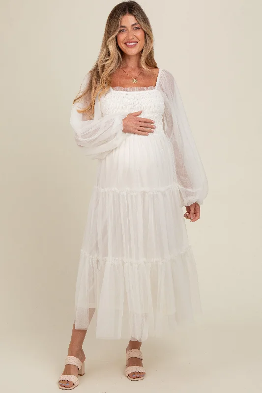 Cream Mesh Tiered Long Sleeve Maternity Maxi Dress Fashionable Sleeveless Maxi Dress Cream Mesh Tiered Long Sleeve Maternity Maxi Dress Fashionable Sleeveless Maxi Dress