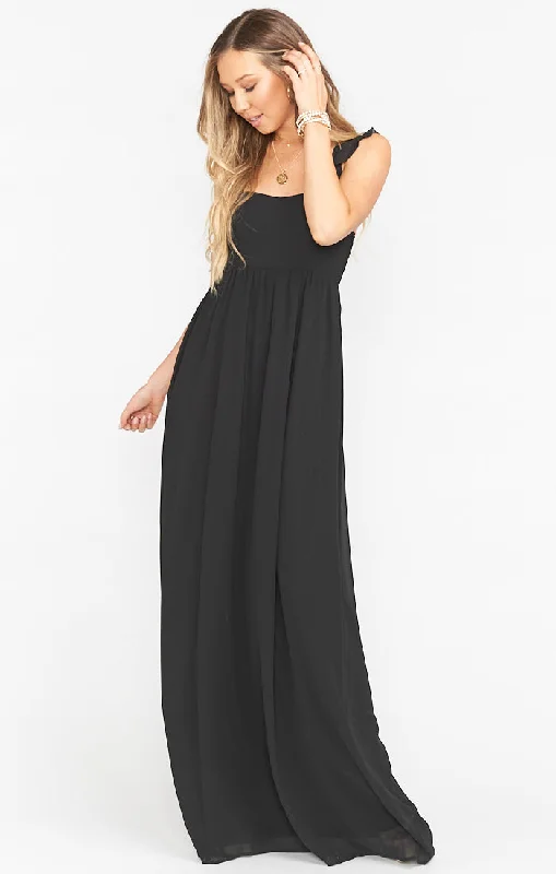 June Maxi Dress ~ Black Chiffon Cozy Longline Maxi Dress