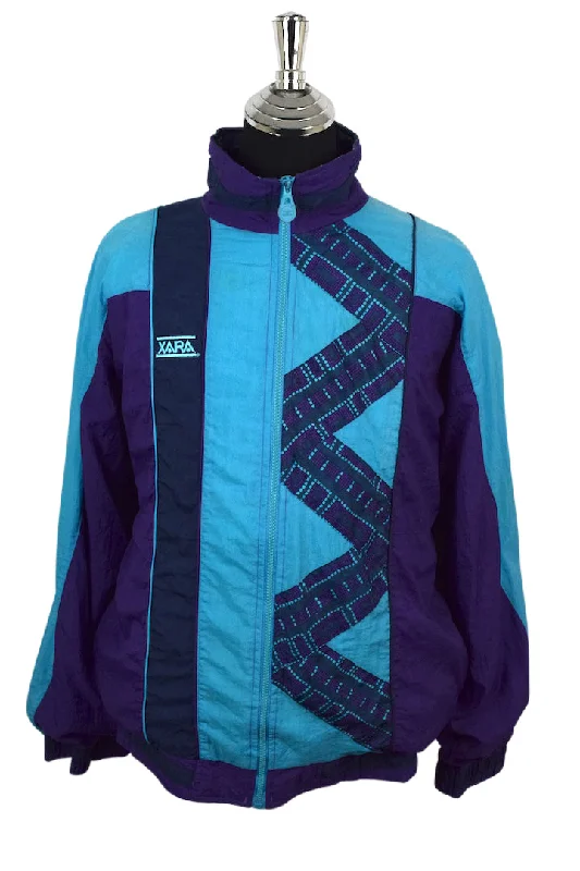 Purple and Blue Spray Jacket Zippered Front Buttoned Front Snap Front