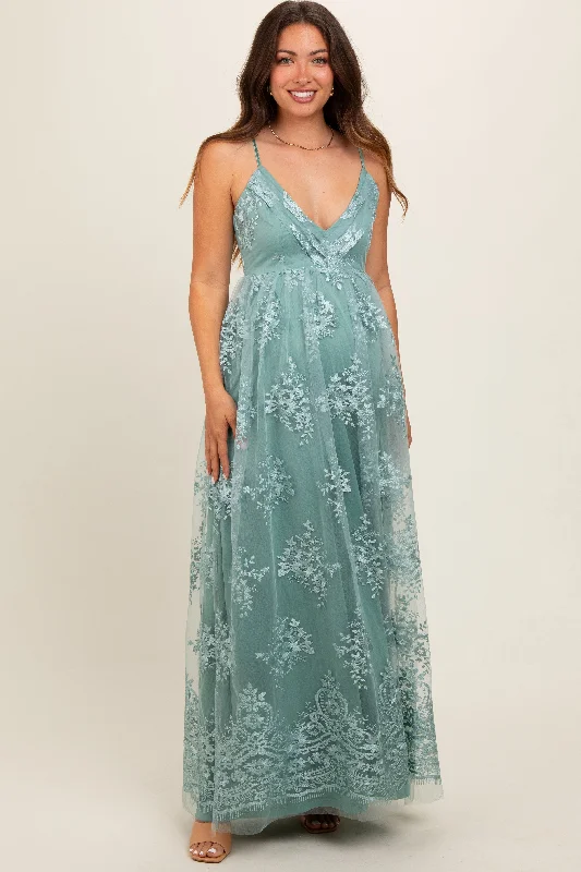 Mint Green Floral Lace Overlay Maternity Maxi Dress Comfortable Maxi Dress with Belt Mint Green Floral Lace Overlay Maternity Maxi Dress Comfortable Maxi Dress with Belt