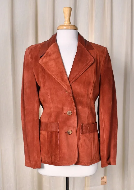 NWT Vintage 1980s Rust Suede & Leather Blazer Jacket Fleece Jacket Down Jacket Feather Jacket NWT Vintage 1980s Rust Suede & Leather Blazer Jacket Fleece Jacket Down Jacket Feather Jacket