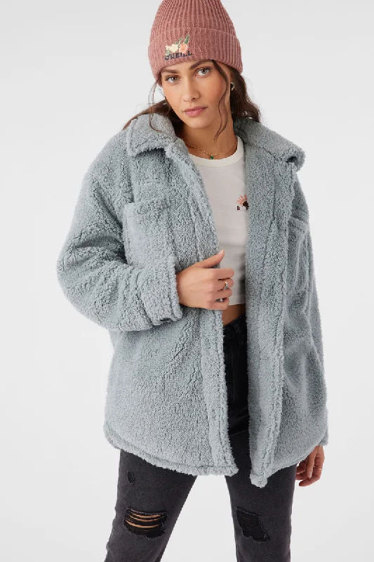 ONeill HEATH HIGH PILE OVERSIZED FLEECE JACKET - SILVER BLUE Ribbed Jacket Pleated Jacket Ruffled Jacket ONeill HEATH HIGH PILE OVERSIZED FLEECE JACKET - SILVER BLUE Ribbed Jacket Pleated Jacket Ruffled Jacket