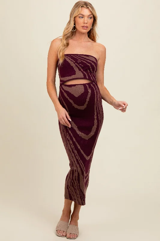 Purple Printed Strapless Cutout Fitted Maternity Maxi Dress Cozy Cold-Shoulder Maxi Dress Purple Printed Strapless Cutout Fitted Maternity Maxi Dress Cozy Cold-Shoulder Maxi Dress