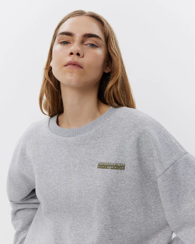 ELISW SWEATSHIRT - Grey mel Hoodie with Zipper Placket Modern Functional