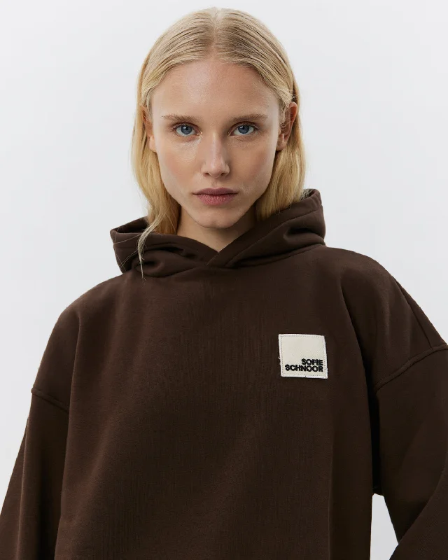 BASIKSW HOODIE - Brown Fudge Hoodie with High-Low Hem Asymmetrical Trendy