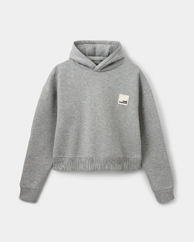 BASIKSW HOODIE - Grey melange Hoodie with Snap Buttons Easy Quick