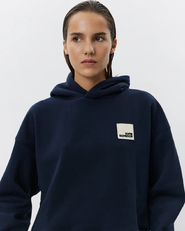 BASIKSW HOODIE - Navy Blue Hoodie with Belted Waist Structured Tailored