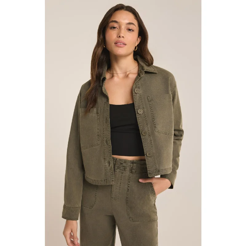 Z-Supply All Day Cropped Washed Jacket - GRAPE LEAF Jacket Blazer Coat