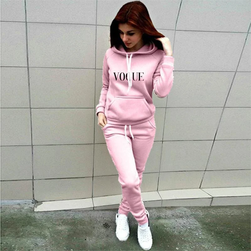 Ropa Mujer Solid Hooded Sweatshirt Trousers Suits Hoodie with Lace Feminine Delicate