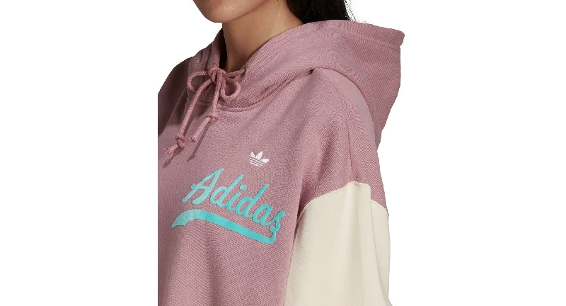 Adidas Womens Colorblocked Cropped Hoodie Hoodie with V-Neck Classic Versatile