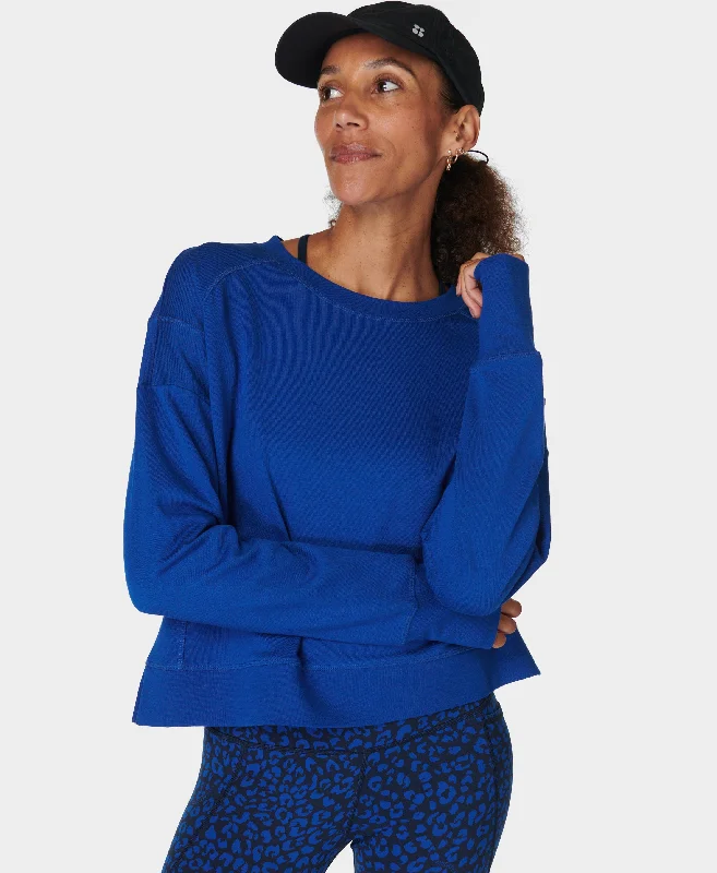 After Class Crop Sweatshirt Sb5622c Lightning-Blue Hoodie with Zipper Versatile Modern