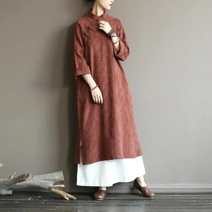 Autumn Loose Literary Vintage Linen Maxi Dress Trendy Maxi Dress with Straps