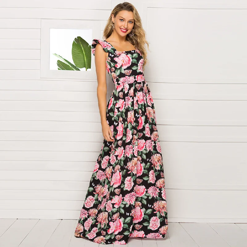 Beach In Bali Smocked Tiered Maxi Dress Stylish Maxi Dress with Frills