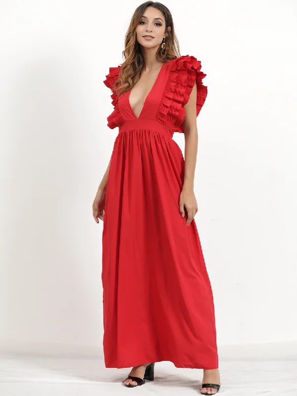 Bodhi Tiered Ruffle Maxi Dress - Wine Chic Off-Shoulder Maxi Dress