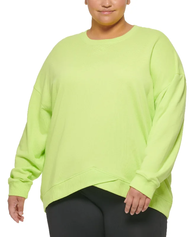 Calvin Klein Performance Plus Size Dropped-Shoulder Sweatshirt Hoodie with Hem Applique Textured Unique