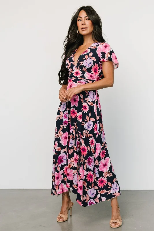 Destin Maxi Dress | Navy + Pink Stylish Longline Maxi Dress