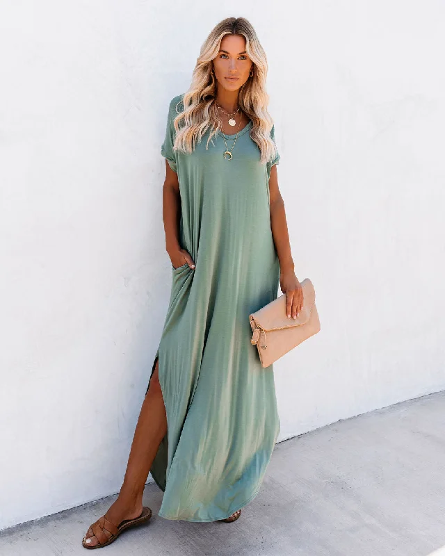 Farmers Market Pocketed Modal Maxi Dress - Dark Sage Classic Tulle Maxi Dress