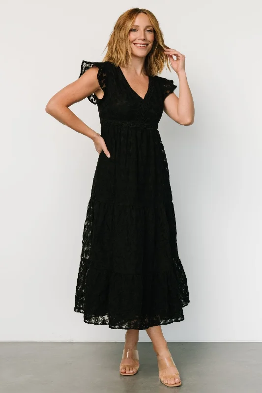 Ferrara Lace Maxi Dress | Black Elegant Boho Maxi Dress