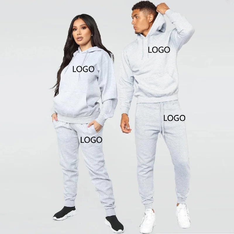 Fleece Tracksuits Men Women Two Pieces Set Hooded Oversized Sweatshirt Pants Solid Color Hoodie Autumn Winter Casual Suits 2021 Hoodie with Longline Fit Extended Stylish