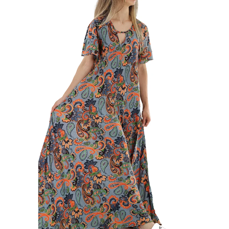 Flowy 'Fiorella' Straight Structure Floral Maxi Dress Elegant Lace-Up Maxi Dress