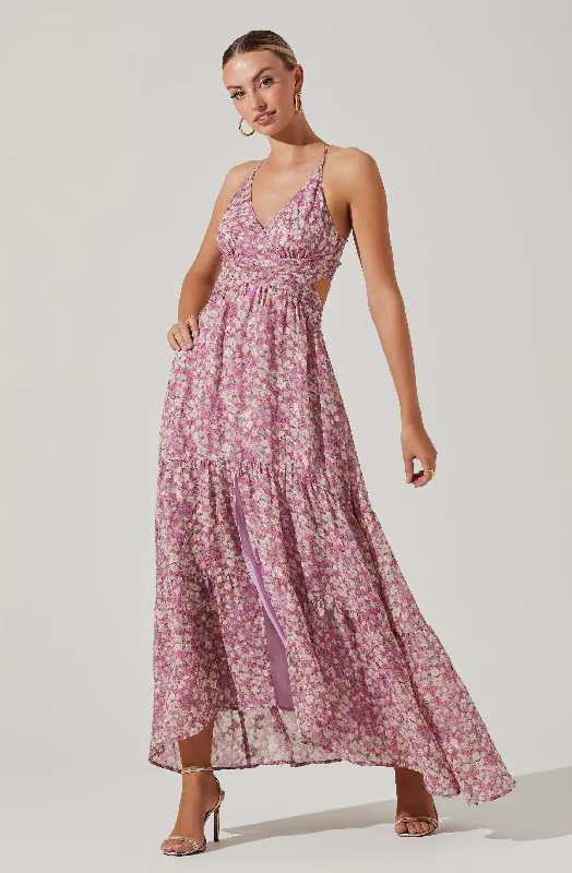 Frolic Floral Cutout Maxi Dress Trendy Ruffled Maxi Dress