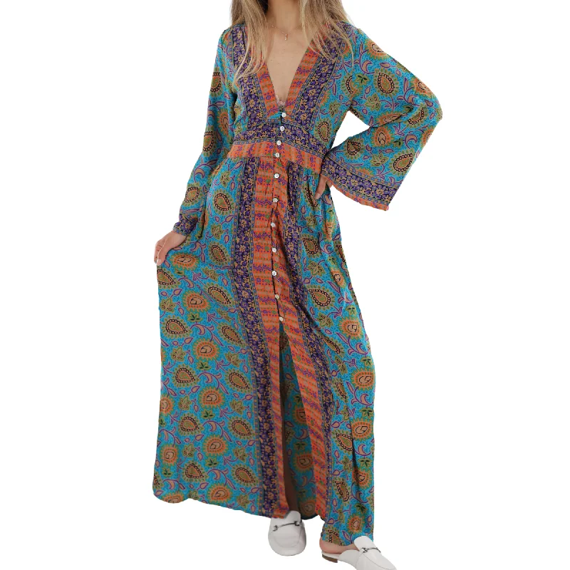 Long Flowy 'Arielle' Floral Maxi Dress Stylish A-Line Maxi Dress