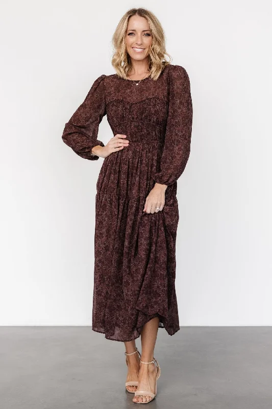 Madelyn Maxi Dress | Brown Floral Cozy Knit Maxi Dress