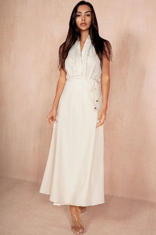 Mina Stone Linen Maxi Dress Chic Button-Up Maxi Dress