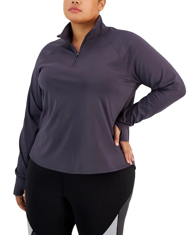 Plus Size Quarter Zip Sweatshirt Hoodie with Strings Custom Fit Adjustable