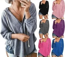 Plus Size Women Casual V Neck Hoodie Long Sleeve Workout Top Hoodie with Lace Feminine Delicate